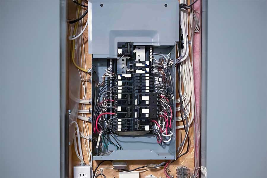 Electrical panel opened up