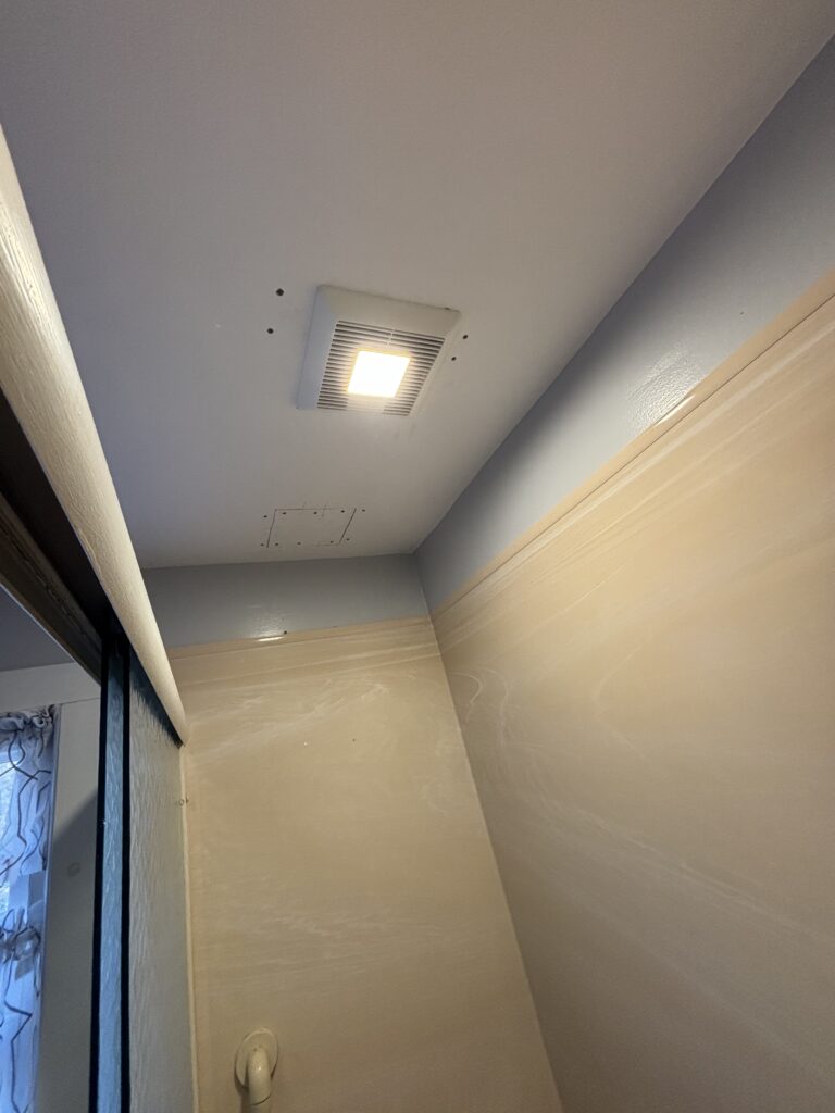 New bathroom fan light installation with wiring and switches by licensed electrician Cape Elizabeth ME