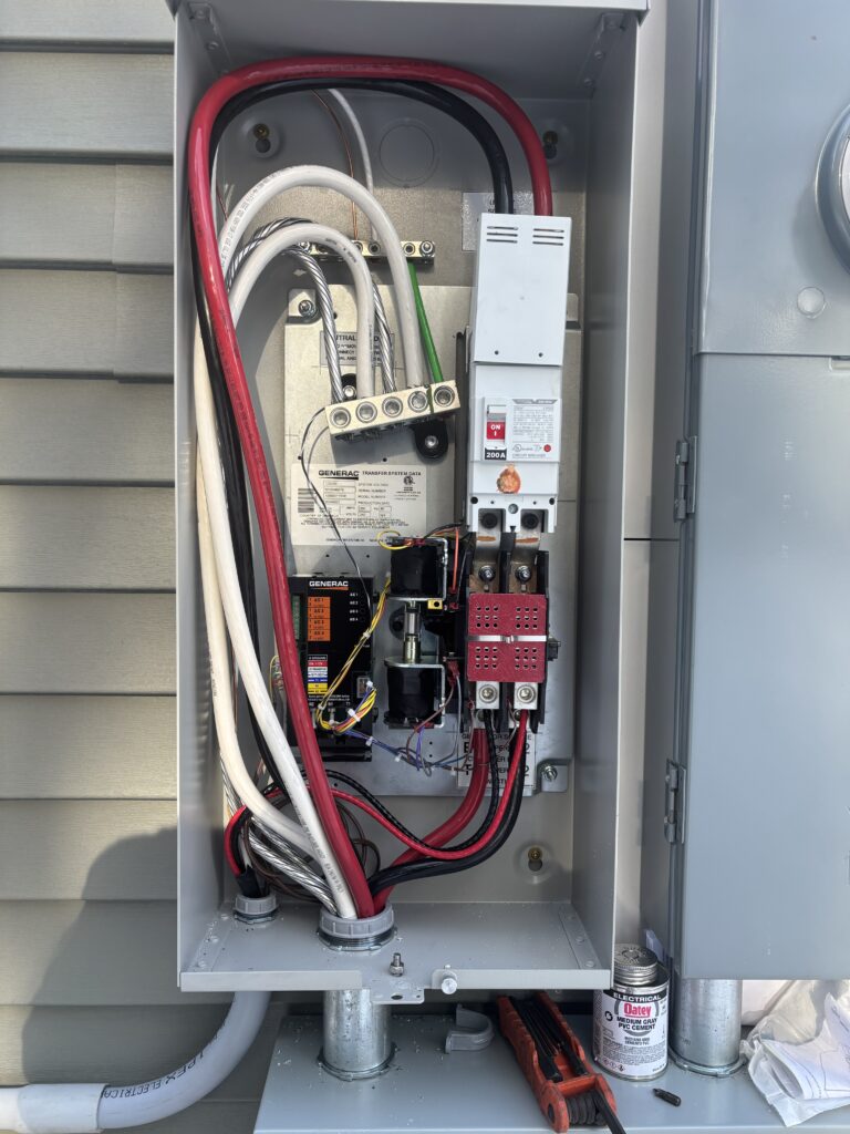 200 amp Generac transfer switch installation for standby generator in Yarmouth ME