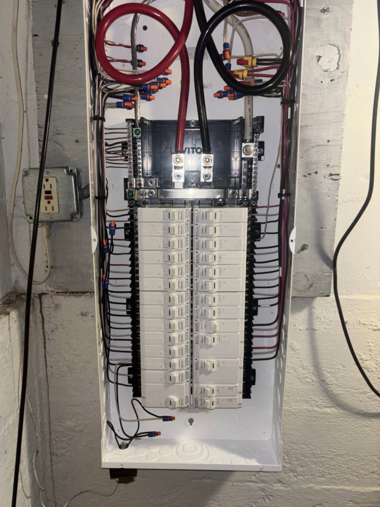 New 200 amp panel installation by licensed electrician Gray ME