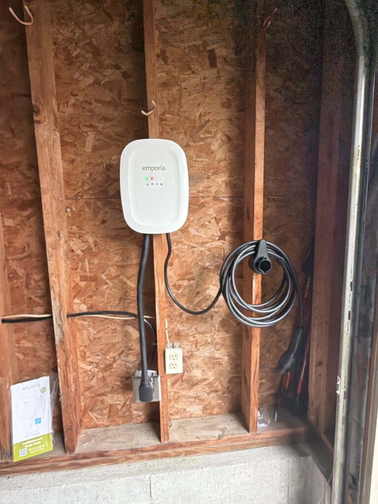New Emporia EV charger installation by licensed electrician Harpswell ME