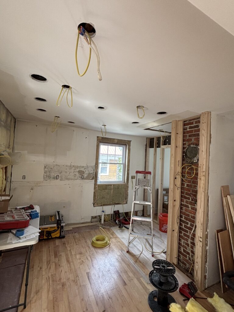 Kitchen remodel new lighting wiring and counter circuits by licensed electrician Harpswell ME