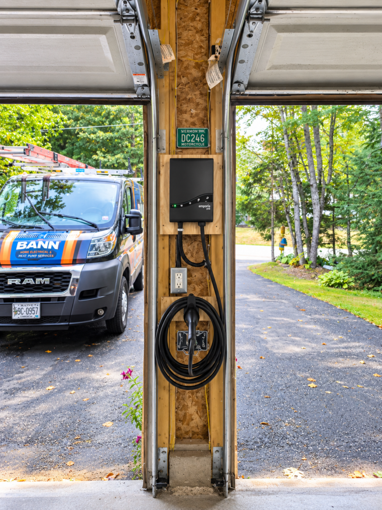 Emporia Level 2 EV charger installation by BANN in Maine